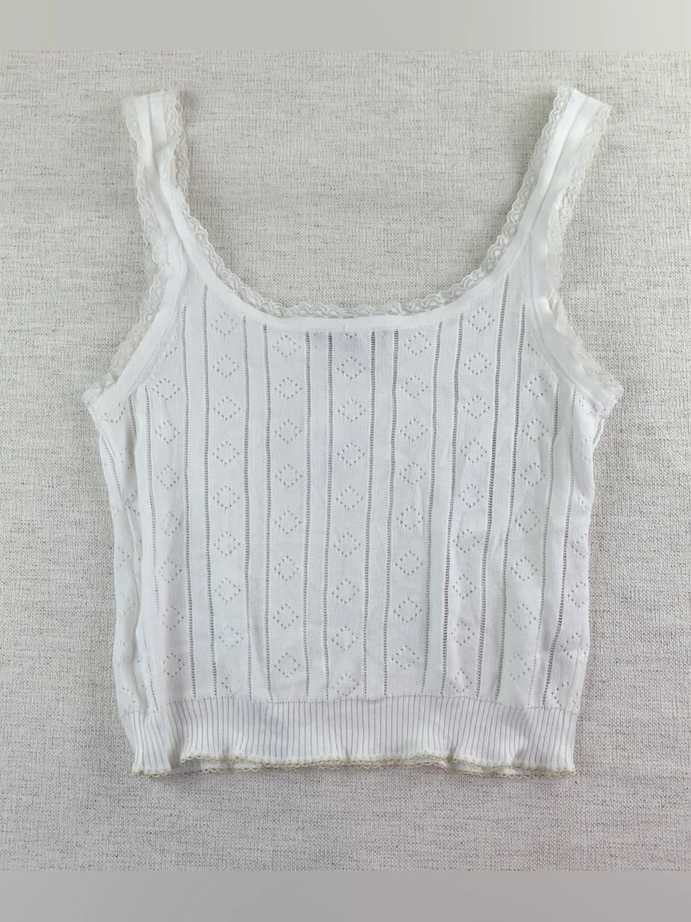 J Crew New Pointelle sweater-tank in premium ultrafine cotton lace trim white